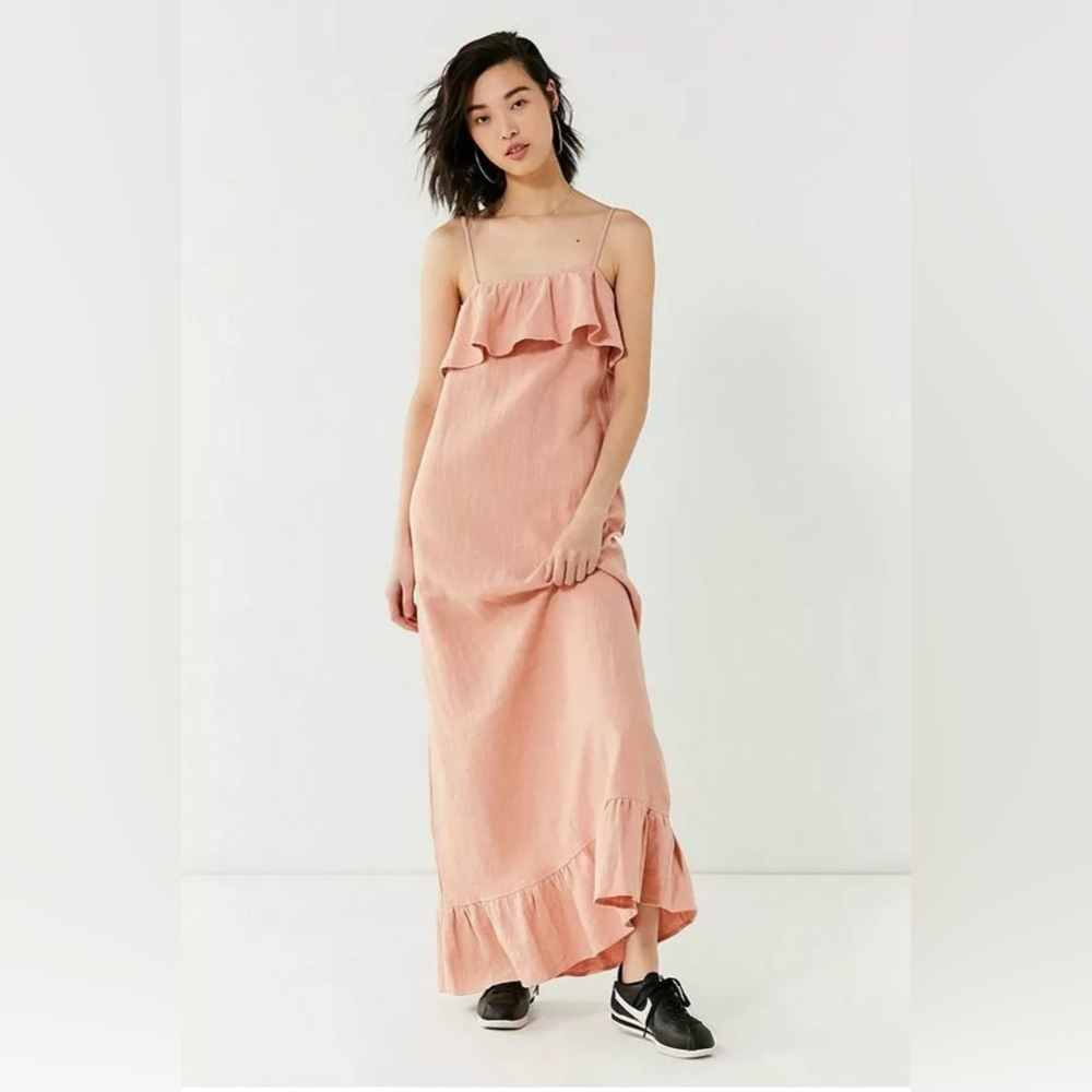 Urban Outfitters Lucca Couture Iris Strap Ruffle Linen Maxi Dress M